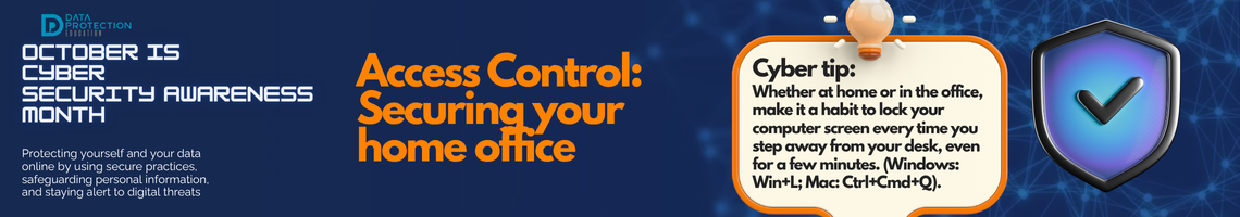 "A graphic announcing 'October is Cyber Security Awareness Month,' with text explaining the importance of creating a cyber emergency contact list in preparation for a cyber attack. It also includes a 'Cyber tip' to assess passwords, turn on MFA, and review critical accounts, especially email. A shield icon with a checkmark and a lightbulb icon are visible."