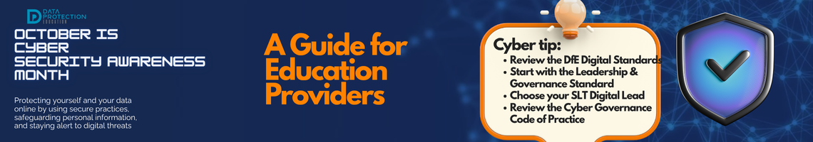 "A graphic announcing 'October is Cyber Security Awareness Month,' with text explaining the importance of creating a cyber emergency contact list in preparation for a cyber attack. It also includes a 'Cyber tip' to assess passwords, turn on MFA, and review critical accounts, especially email. A shield icon with a checkmark and a lightbulb icon are visible."